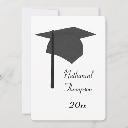 Black Graduation Cap and Tassel Invitations Kaart (Voorkant)
