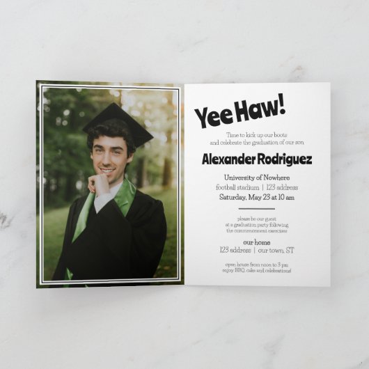 Black Graduation Cap Cowboy Boot Arrangement (Binnen)