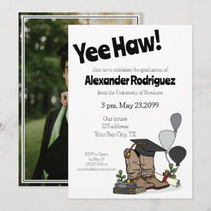 Black Graduation Cap Cowboy Boot Arrangement Kaart