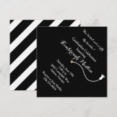 Black Graduation Cap Invitation Kaart (Voorkant / Achterkant)