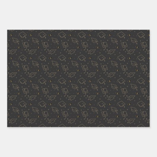 Black Graduation Cap Toss Inpakpapier Vel (Voorkant 2)