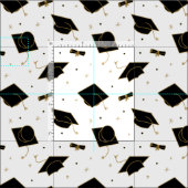 Black Graduation Cap Toss Stof (Delen)