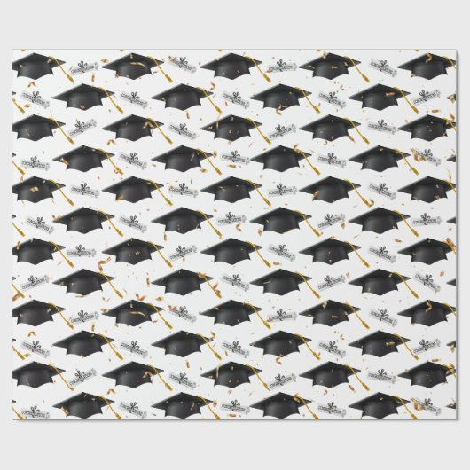Black Graduation Caps with Diplomas Cadeaupapier (Vlak)