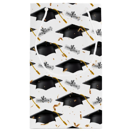 Black Graduation Caps with Diplomas Klein Cadeauzakje (Achterkant)