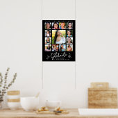 Black Graduation K–12 Photo Collage White Doodles Poster (Keuken)