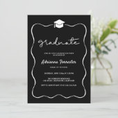 Black Graduation Party Pet Ribbon Lijst Kaart (Staand voorkant)
