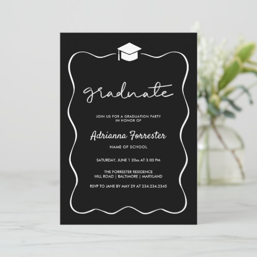 Black Graduation Party Pet Ribbon Lijst Kaart