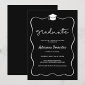 Black Graduation Party Pet Ribbon Lijst Kaart (Voorkant / Achterkant)