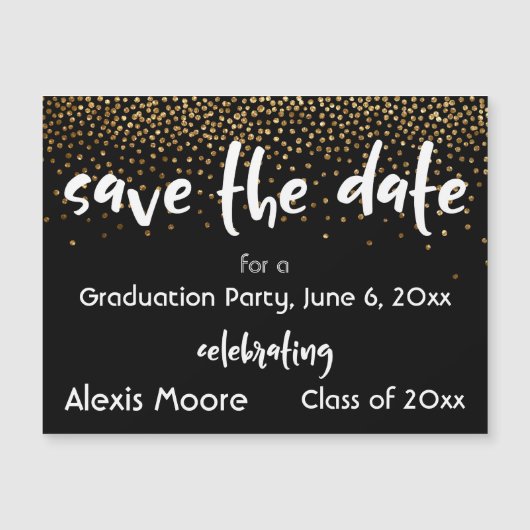Black Graduation Party Save the Date Magnetic Card (Voorkant)