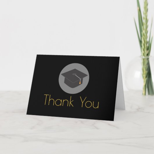 Black Gradup Gold Lettering Hartelijk dank Bedankkaart (Voorkant)