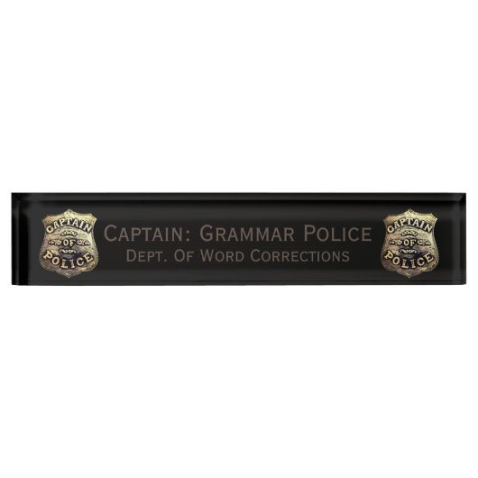 Black Grammar Police Humor Naambordje (Voorkant)