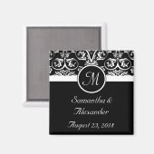 Black Grand Insignia Monogram Favor/Save the Date Magneet (Voorkant / Achterkant)