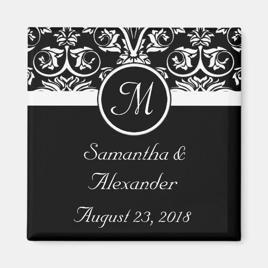 Black Grand Insignia Monogram Favor/Save the Date Magneet (Voorkant)