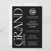 Black Grand Opening Business Logo Modern Kaart (Voorkant)