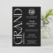 Black Grand Opening Business Logo Modern Kaart (Staand voorkant)