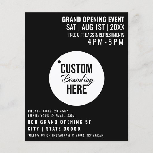 Black Grand Opening Flyer Zakelijke Logo & QR-code (Voorkant)