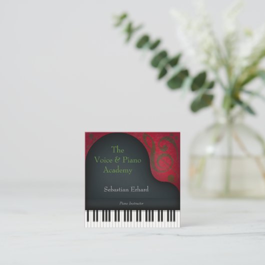 Black Grand Piano Artistic Musician's Vierkante Visitekaartje (Staand voorkant)