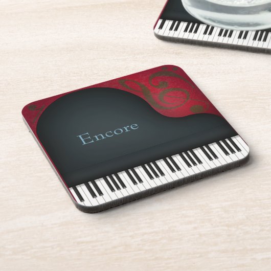 Black Grand Piano Artistic Personalized Music Bier Onderzetter (Linkerzijde)