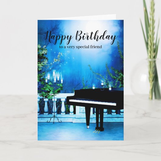 Black Grand Piano Birthday Kaart (Voorkant)