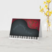 Black Grand Piano Charming Custom Musical Birthday Kaart (Gele Bloem)
