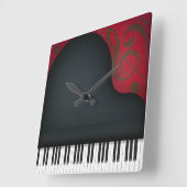 Black Grand Piano Cute Music Lover's Square Vierkante Klok (Hoek)