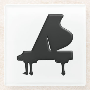 Black Grand Piano Glazen Onderzetter