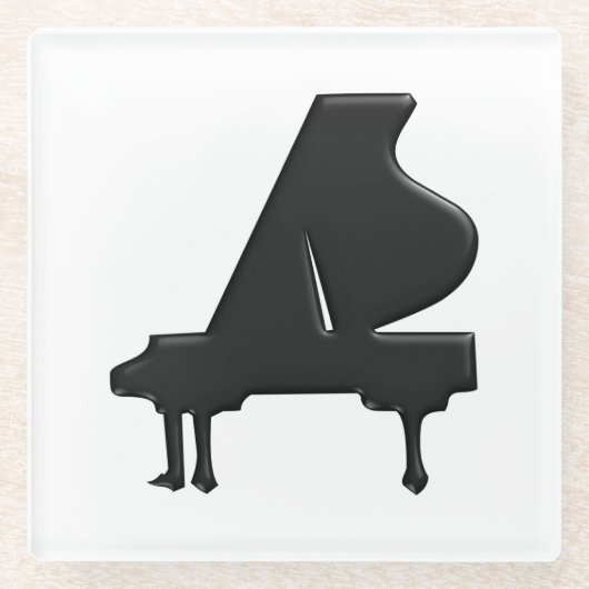 Black Grand Piano Glazen Onderzetter (Voorkant)