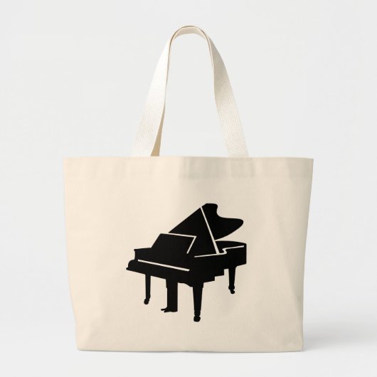 Black Grand Piano Grote Tote Bag (Voorkant)