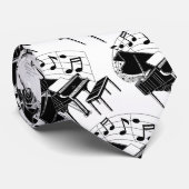 Black Grand Piano met zwarte stromende noten op ee Stropdas (Opgerold)