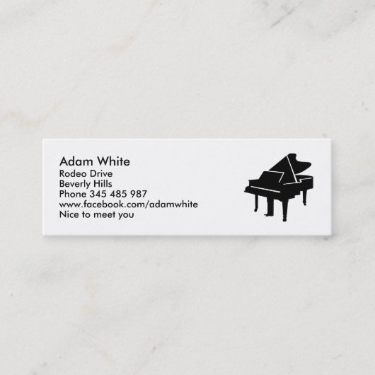 Black Grand Piano Mini Visitekaartje (Voorkant)
