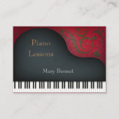 Black Grand Piano Music Professional en Educator Visitekaartje (Voorkant)