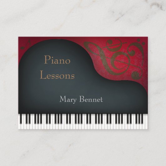Black Grand Piano Music Professional en Educator Visitekaartje (Voorkant)