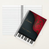 Black Grand Piano Pianist & Musician's Custom Notitieboek (Binnen)