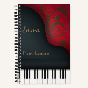 Black Grand Piano Pianist & Musician's Custom Notitieboek