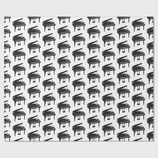 Black Grand Piano Tiled Pattern Cadeaupapier (Vlak)