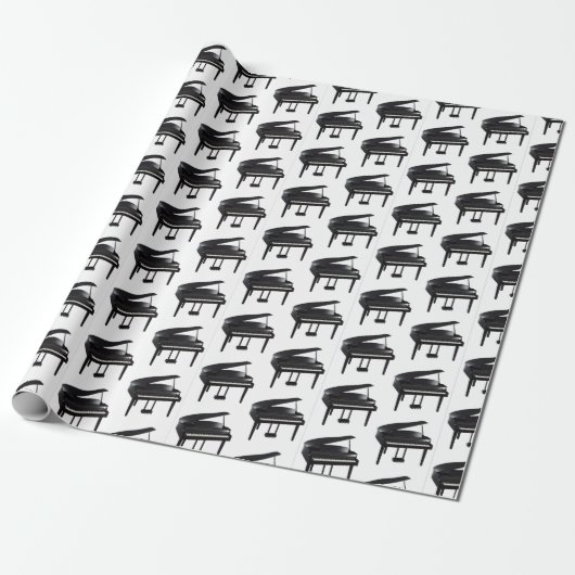 Black Grand Piano Tiled Pattern Cadeaupapier (Uitgerold)