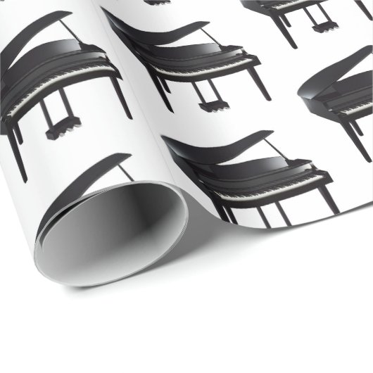 Black Grand Piano Tiled Pattern Cadeaupapier (Rol Hoek)
