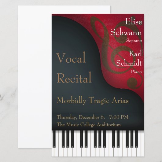 Black Grand Piano Vocal Overweging Poster & Progra (Voorkant / Achterkant)