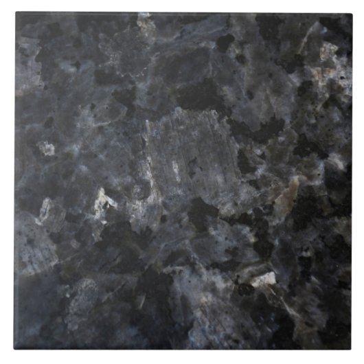 Black Granite Faux Ceramic Tile Tegeltje (Voorkant)