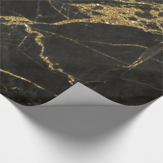 Black Granite & Gold Veins 4 Cadeaupapier (Hoek)
