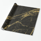 Black Granite & Gold Veins 4 Cadeaupapier (Uitgerold)