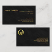 Black Granite Texture Faux Gold Line Founder CEO Visitekaartje (Voorkant / Achterkant)