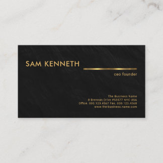 Black Granite Texture Faux Gold Line Founder CEO Visitekaartje