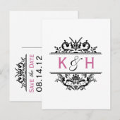 Black & Grape Crest Save the Date Briefkaart (Voorkant / Achterkant)