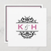 Black & Grape Square Crest Invite Kaart (Voorkant / Achterkant)