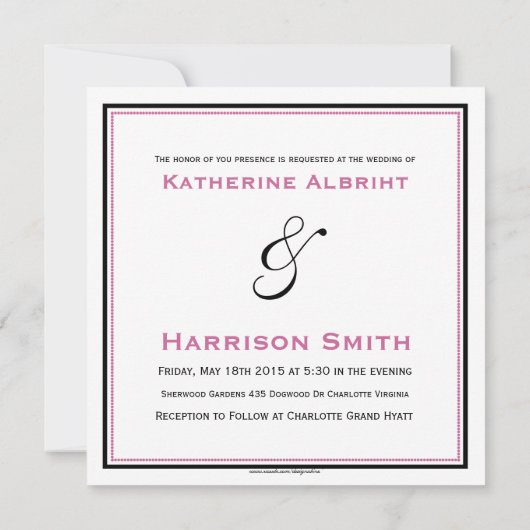 Black & Grape Square Crest Invite Kaart (Achterkant)