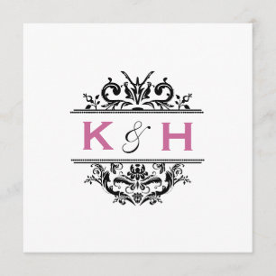 Black & Grape Square Crest Invite Kaart