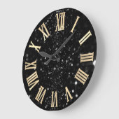 Black Graphite Glitter Gold Champaig Roman Numbers Grote Klok (Hoek)