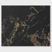 Black Graphite Gold Glam Marble Cadeaupapier (Vlak)