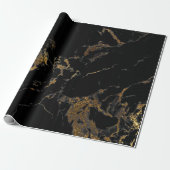 Black Graphite Gold Glam Marble Cadeaupapier (Uitgerold)
